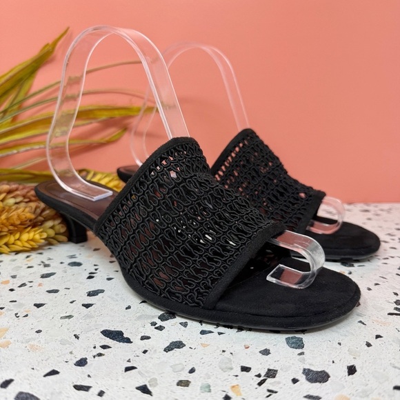 NEW ZARA Braided Black 90s Kitten Heel Women’s Mules Slide Sandals Sz 39 - Picture 11 of 11